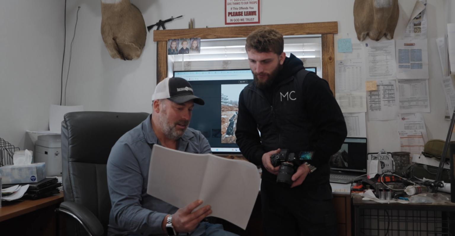 Media core team member working with hardscape client